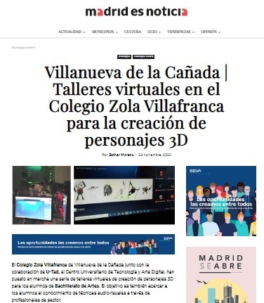 Talleres virtuales U-TAD. Madrid es noticia [24 nov.]